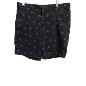 George Mens Shorts Size 36 Navy Blue Pineapple Print Beach Resort Fruit Vacation